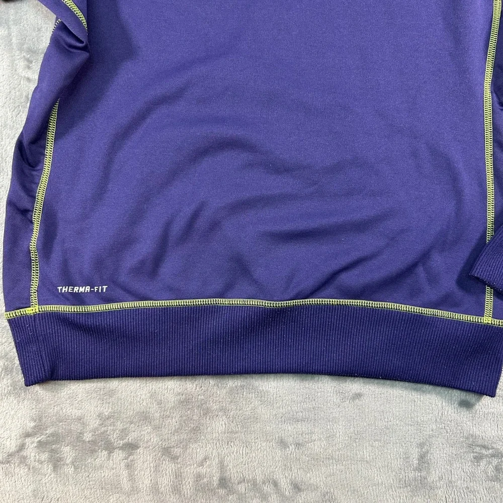 Nike Therma Fit Purple Neon Yellow Stitch Hoodie Sweatshirt‎ M Athletic